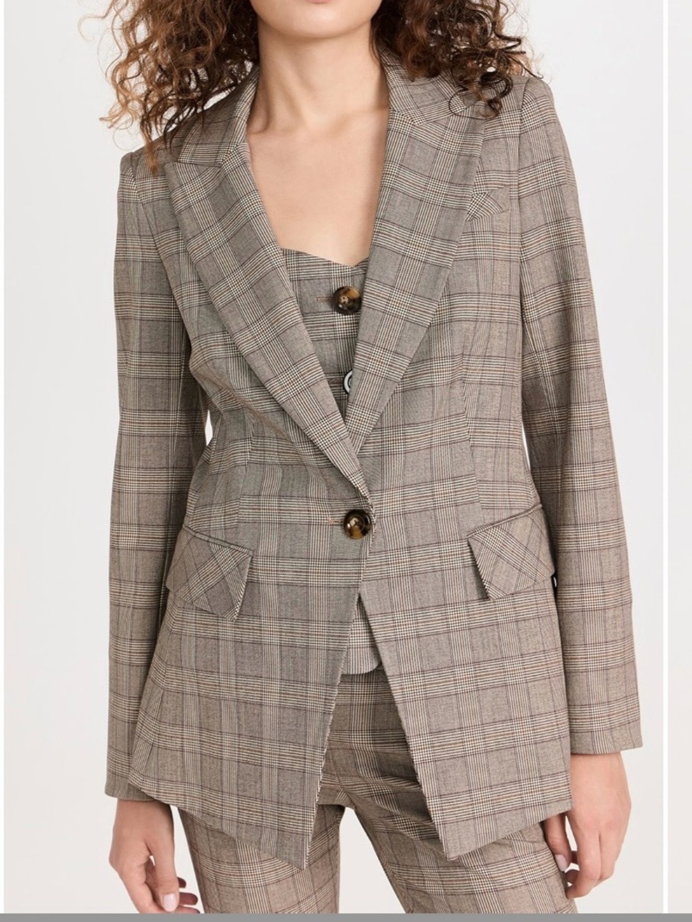 Veronica Beard Hutchinson Dickey Blazer in Brown Multi Plaid Size 14